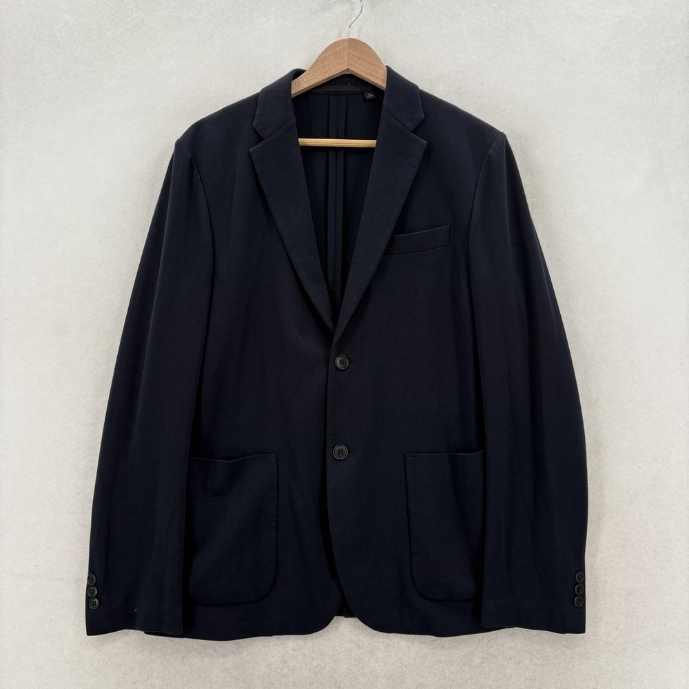 Uniqlo Blazer Jacket Mens Medium Navy Blue Jersey Knit Sport Coat Unstructured